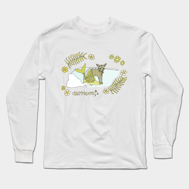 capricorn surfy zodiac // retro surf art by surfy birdy Long Sleeve T-Shirt by surfybirdy